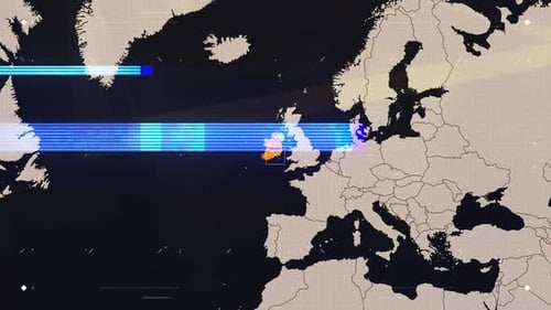 Futuristic World Map Country Highlight with Glitch Effect