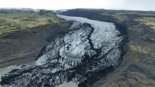 Aerial view of Flaajokull glacier in Vatnajokull national park in south Iceland