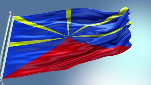 Réunion Flag Waving in the Wind Seamless Loop