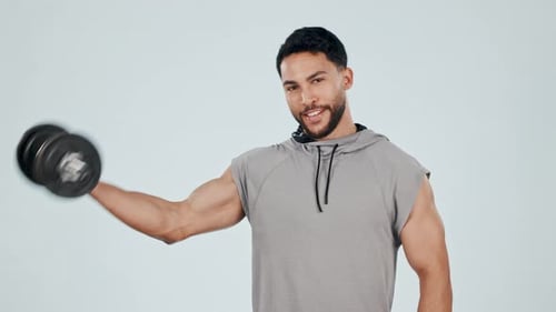 Man Performing Bicep Curls with Dumbbell Exercise