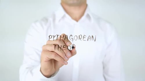 Théorème de Pythagore, Homme écrivant sur du verre