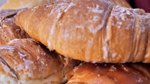 Fresh Croissants Close Up Macro View