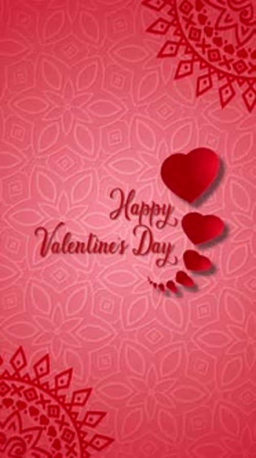 Happy Valentines Day Wish Card Red Vertical