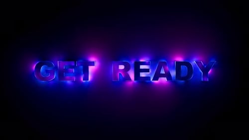 Get Ready Neon Gradient Highlight Text with Futuristic Luminous Motion. Looped animation