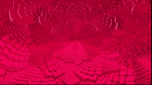 Red Geometric Cubes Abstract Tunnel Loop
