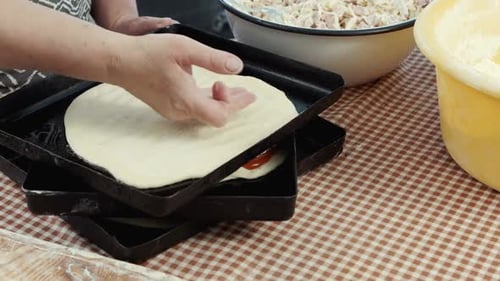 Close Up of Preparing Homemade Pizza Dough