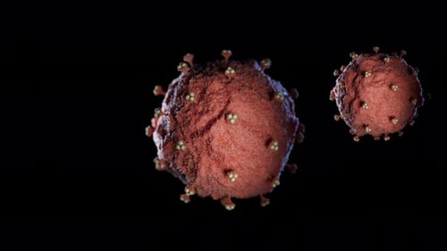 Animated 3D Microscopic Virus-like Particles Flowing