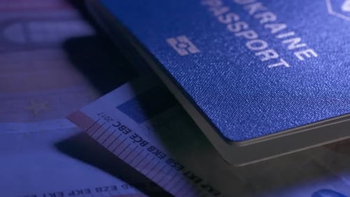 Passport and Migration Creative Advertising Concept Close Up of a Human Identity Document and Paper