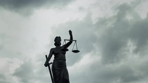 Art Of Lady Justice Statue In Cloudy Rainy Day 1