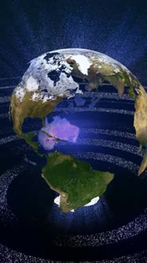 Animated 3D Earth Globe Spinning in Dark Space