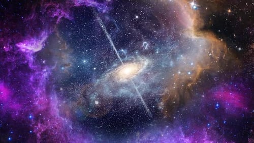 Spiral galaxy situated vast, colorful Nebula