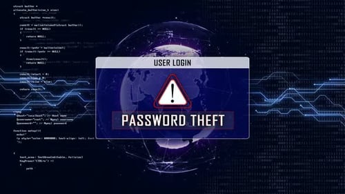 Password Theft Glitch Text and User Login Interface Animation, Looped