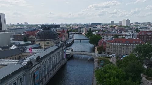 Aerial view of Spree river in berlin , Germany