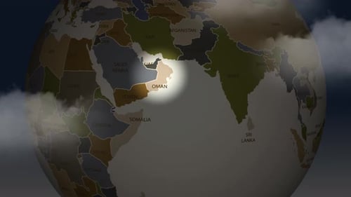 Earth globe zoom to oman animation of rotating realistic planet Earth globe 4K