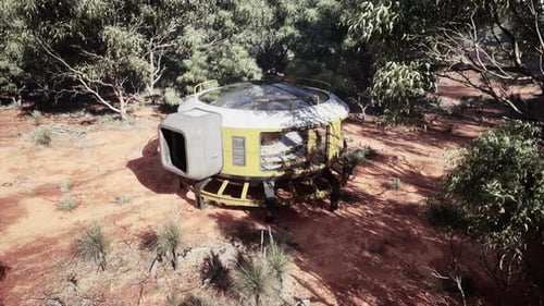 Futuristic Modular Eco Pod Dwelling in Arid Nature Environment