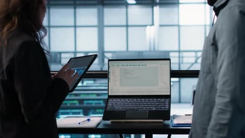 Devices Used By Artificial Intelligence IT Experts in Server Farm