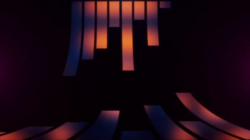 Dynamic Abstract Geometric Bars Animation with Glowing Orange and Blue