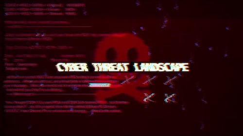 Cyber Threat Landscape Warning Text On Hacking Background Screen