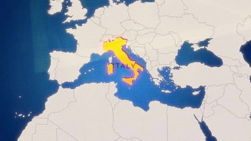 Italy Map Highlight with Glowing Outline
