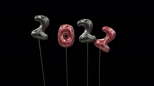 Balloon New Year Greetings 2023 Black And Red