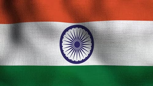 Seamless Loop Waving Indian Flag with Fabric Texture