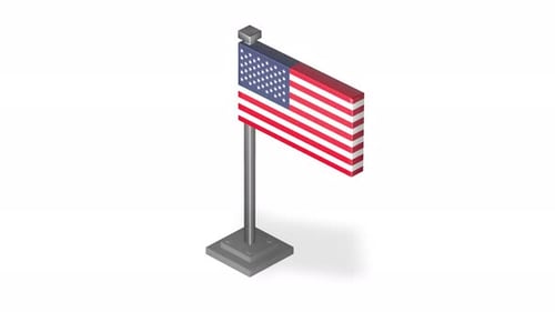 Bandera 3D isométrica de EE. UU. con canal alfa