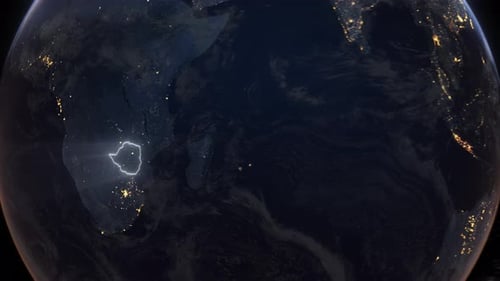 Realistic Earth Orbit and Zoom Glowing Borders Zimbabwe