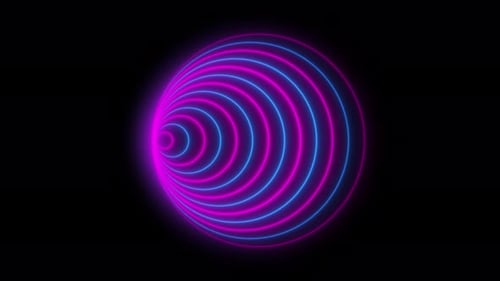 Radio wave signal. Colors award background waves animation come from center. Neon circle radio waves