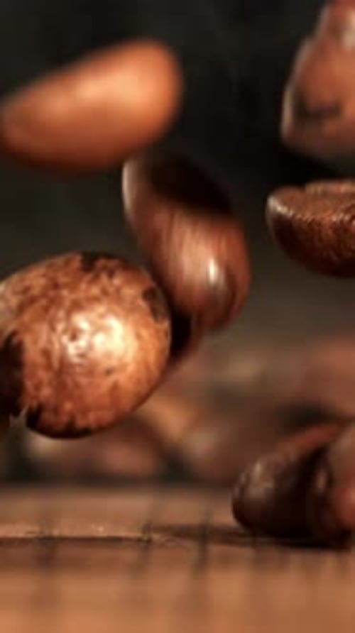 Super Slow Motion Coffee Beans with Smoke Filmed on a Highspeed Camera at 1000 Fps
