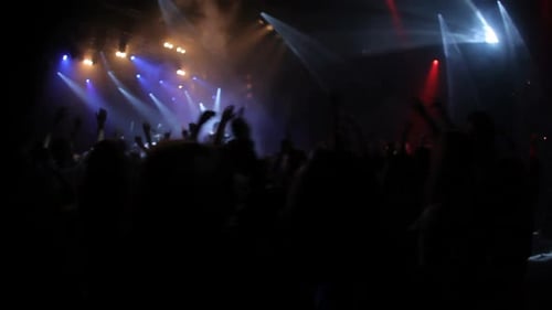 Audience, party or music crowd in concert for dance, live performance or celebration at rock band