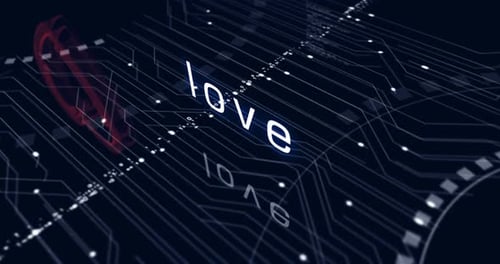 Heart love health and ai tech code symbols loop cyber concept