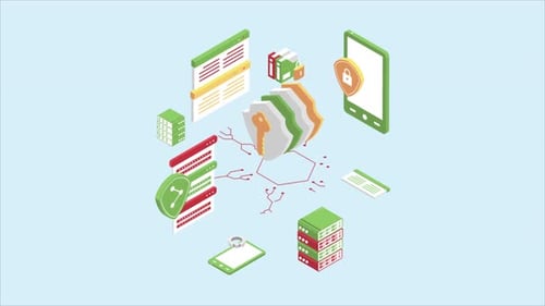 Isometric Cybersecurity Data Network Protection Animation
