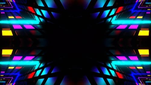 Multicolor Neon Strobe Triangle Kaleidoscope Background Vj Loop In 4K