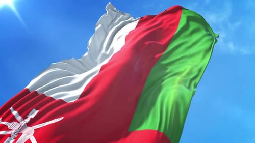Niedrigwinkelansicht der Flagge von Oman