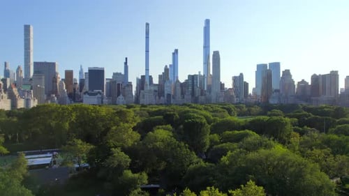 September 2021 - 4K aerial of Manhattan from Central Park, NYC, USA