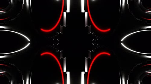 Red And White Neon Lights In Holes Of Squares Kaleidoscope Background Vj Loop In 4K