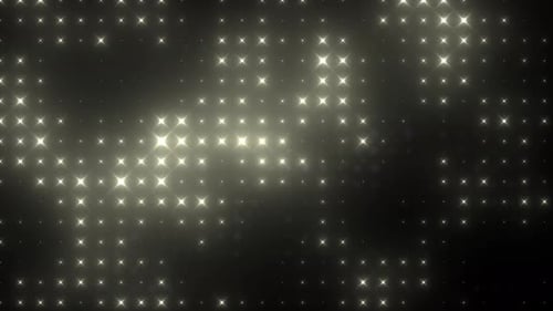 Ampoules abstraites jaunes brillantes, fond abstrait de mur de discothèque. Vidéo 4k