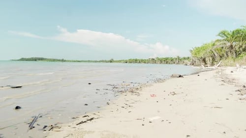 Summer View Of Alit Beach And Fishing Village Kabong,White Sandy Beach,Blue Sea ,Sky And Green Cocon