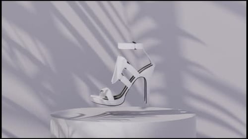 3D Rendered White High Heel Sandals Rotating Product Display