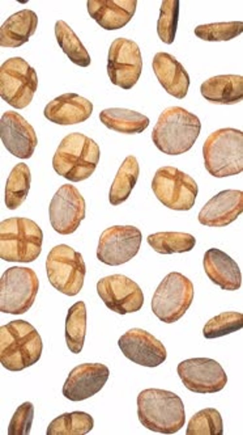 Vertical Round Rye Bread Falling Loop on White