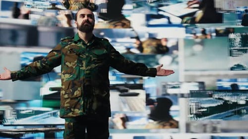 Army Officer Works in National Defense Operations with Digital Tech