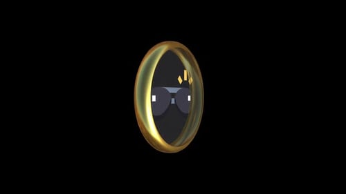 Golden Ring Rotating Around Sunglasses Icon Animation