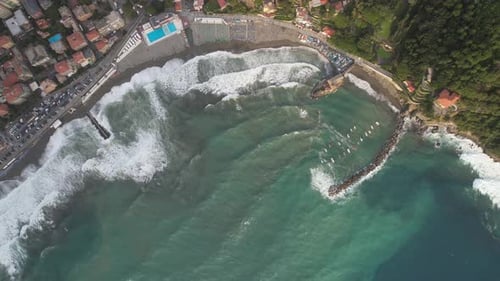 Aerial video over Italy, Liguria, Province of La Spezia, Levante
