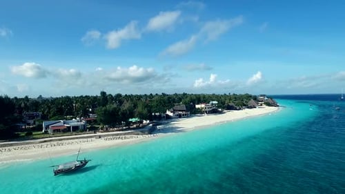 Descripción general de Coast Boats Sunny Zanzibar Tanzania Aerial