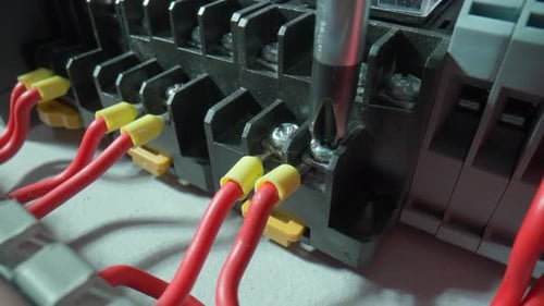 Electrical Connections Tightened with Screwdriver