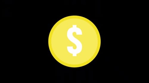 Flat 3D Dollar Coin Rotating Animation On Alpha Channel