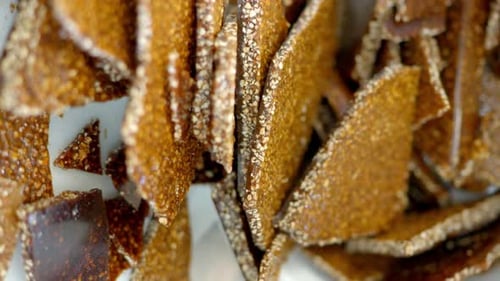 sweet caramelized almond croquettes that were baked in a food factory