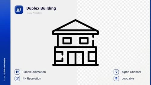 Icono de edificio dúplex de animación