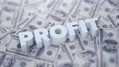 Animated 3D Profit Word on Money Background