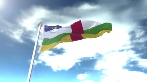Central African Republic Flag Waving in the Wind